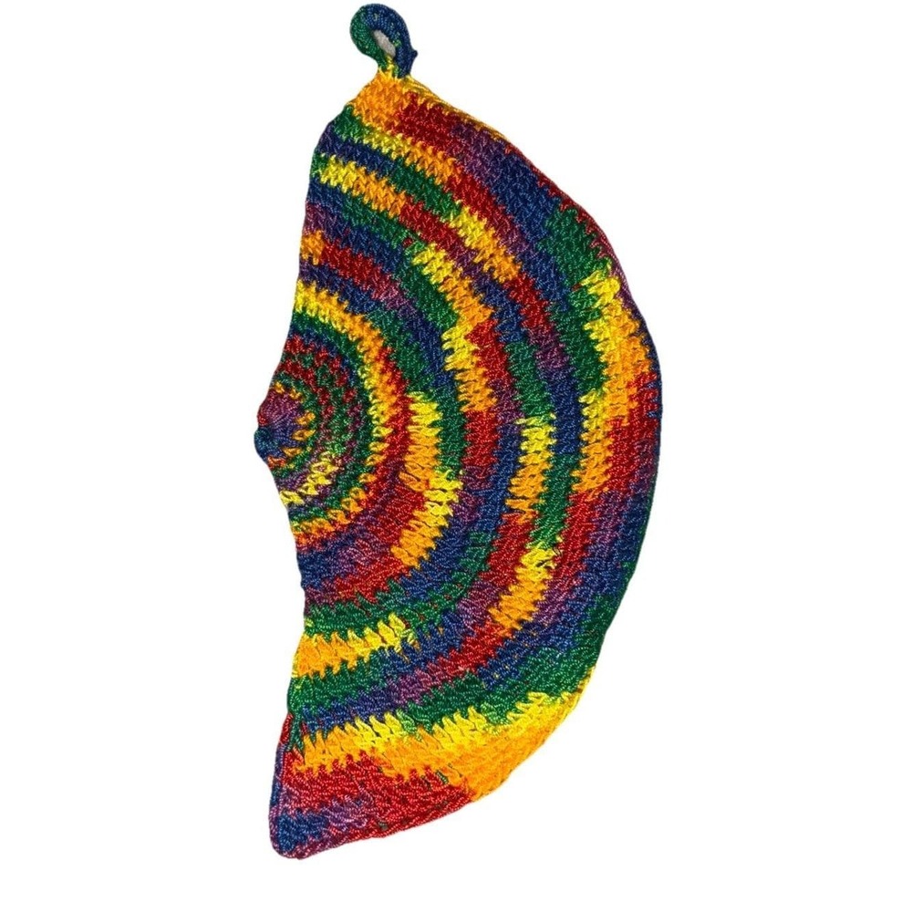 Potholder Crochet Handmade 8" Hot Pad Trivet Wall Decor Rainbow NEW